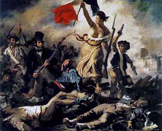 romanticismo Delacroix libertà che guida il popolo